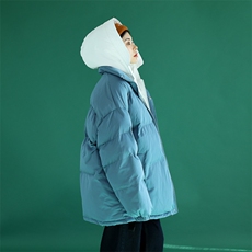 中性风冬装ins撞色拼接厚款保暖连帽棉服A125-Y281-P130，男装棉衣，电商A125