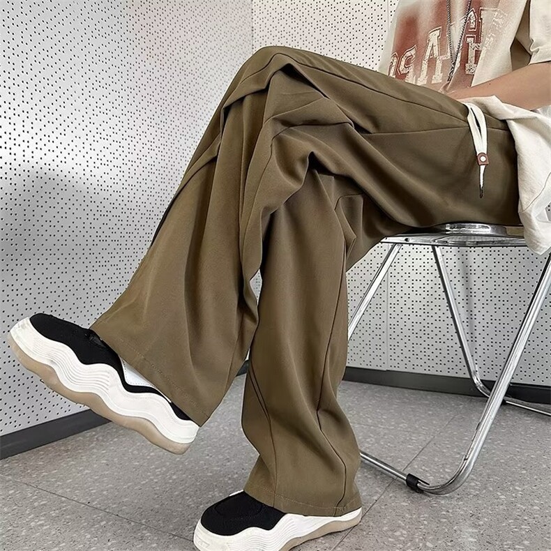 美式休闲裤男款春夏季潮流韩版宽松设计感裤子垂感直筒休闲西裤，男装西裤，星座410-7