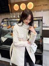 时尚潮流百搭修身显瘦长衣，女装棉衣/棉服，千利红