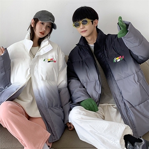 2025冬季新款港风情侣原创渐变印花立领休闲羽绒服外套 GM15-P175图片