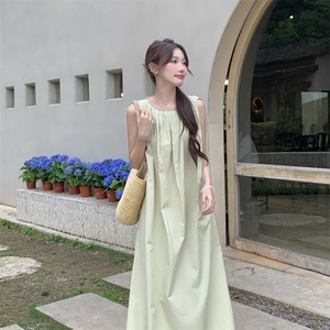 小心机露背无袖挂脖吊带连衣裙女中长款2C276-L3457-K110-P155图片