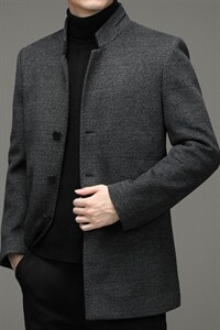 羊毛呢外套男秋冬季长款翻领妮子风衣休闲呢子大衣ZG2808-P285，男装毛呢大衣，电商B212（原钱塘6029）