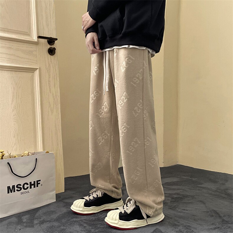 新款男百搭摇粒绒面料设计感港风休闲裤CK2315-P45控78,男装休闲裤,星座717