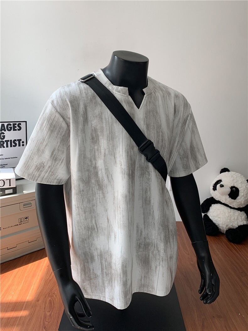 XZ809A/ZJVV01/P25/控38扎染麂皮绒V领T恤,男装T恤,星座809A(原222-1)