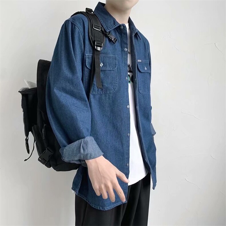 春秋季牛仔夹克韩版潮流工装长袖衬衣宽松港风休闲外套CS29-P45,男装夹克,星座1008