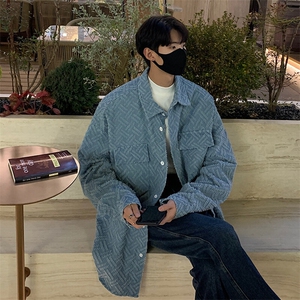 2025春韩系翻领牛仔毛边外套男潮牌美式高街休闲大码夹克J528-P70图片