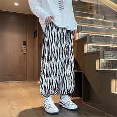 大码水墨扎染秋季休闲长裤子男女潮宽松高级感束脚灯笼裤X903/P35，男装休闲裤，星座506