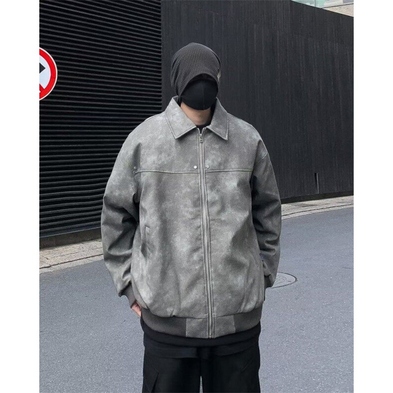 美式复古翻领皮衣男春季新款潮牌宽松夹克休闲外套LW93099-P78,男装夹克,星座1008