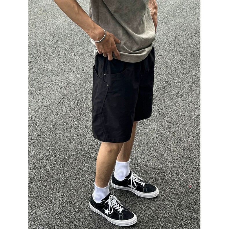 网图有货美式大口袋工装短裤男夏季速干薄款格纹五分裤A693-P33，男装牛仔裤，星座1505