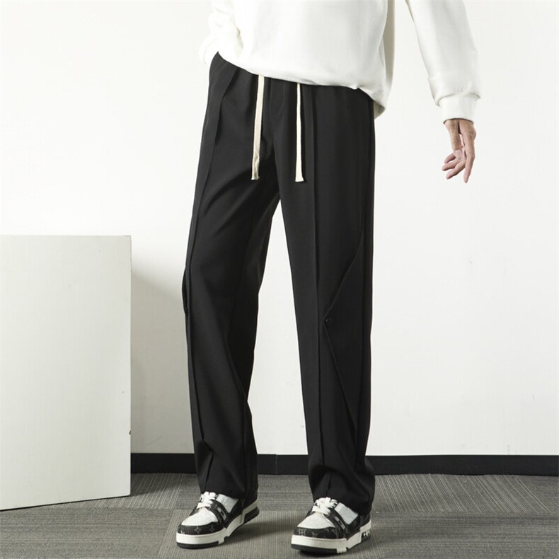 垂感解构休闲小西裤男士春秋薄款ins高级感痞帅宽松直筒阔腿长裤，男装西裤，星座601-1