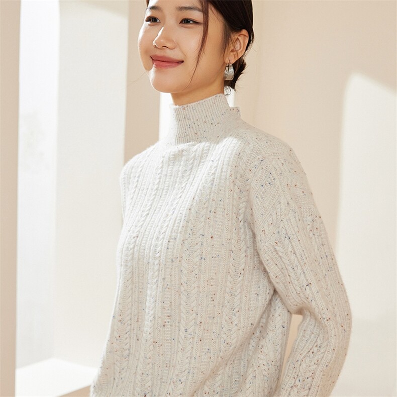 时尚百搭宽松半高领时尚百搭通勤羊绒衫舒适保暖显瘦毛衣,女装羊绒衫,澳冬特羊绒