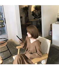 毛衣女秋冬2024秋冬款连帽洋气慵懒宽松软糯针织连衣裙，女装连衣裙，思途羊绒