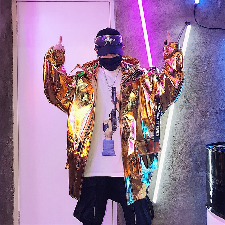 大货足19秋冬骚气金属色演出PU皮夹克外套团队表演服KK200P125,男装夹克,星座1114（原A254）