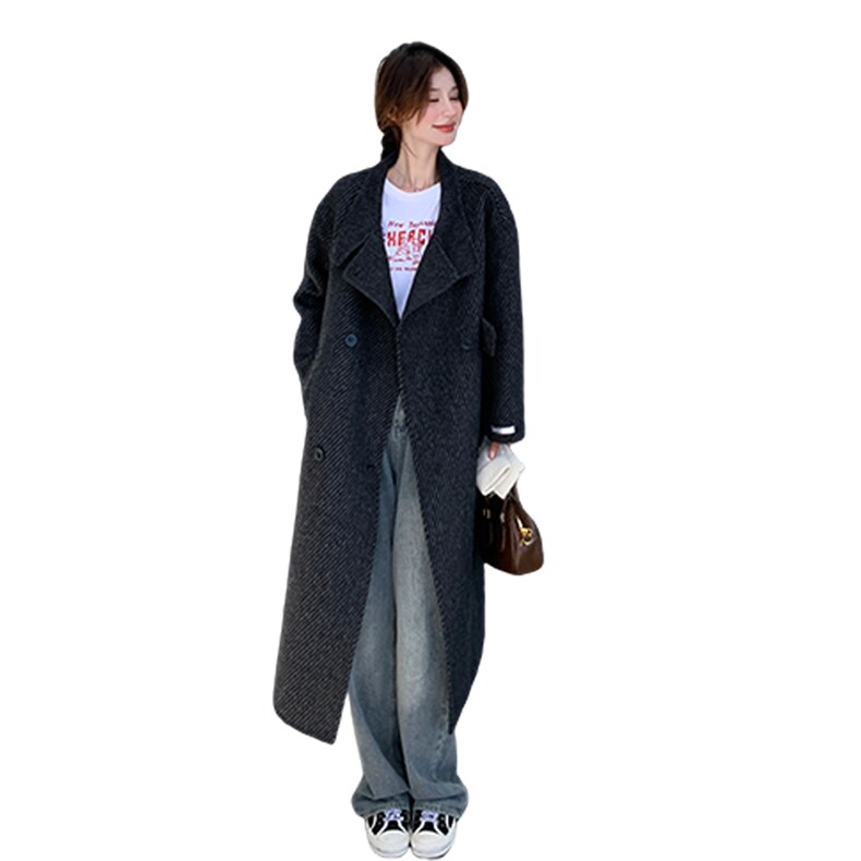 24冬新品现货黑色双面呢大衣外套3006款P245控295,女装毛呢外套,英标秀