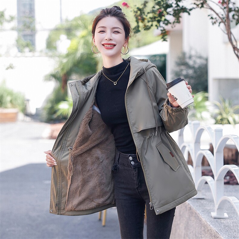 时尚洋气加绒加厚外套女2025冬季新款宽松显瘦工装派克服棉服图片