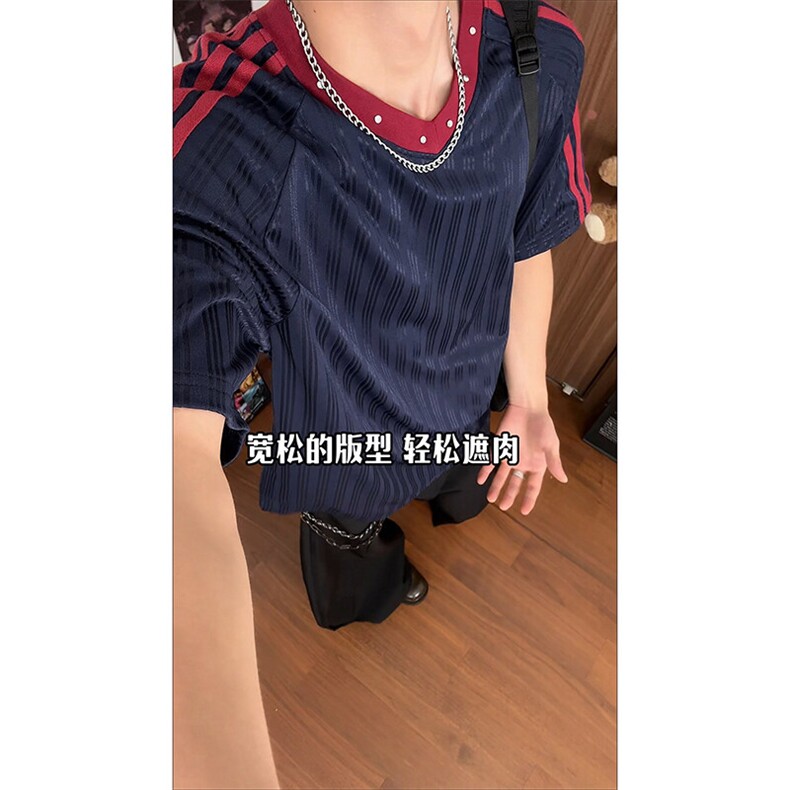 复古运动风格高街痞帅短袖T恤休闲时尚韩版上衣HY787TP30控48,男装T恤,电商A102B