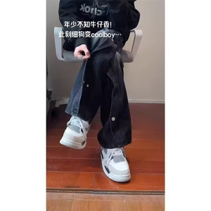 高街多口袋机能工装牛仔裤男春秋季宽松直筒阔腿休闲裤WL7855-P49图片
