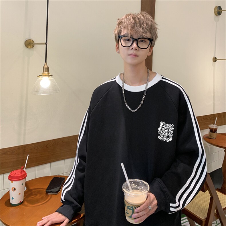 美式三杠条纹复圆领卫衣秋冬男女宽松长袖SW2483-P45控6850棉,男装卫衣,电商B370