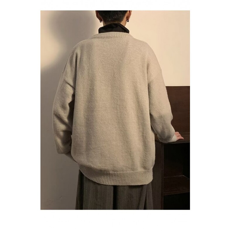 2023年新款圆领针织开衫男士秋冬季韩版宽松慵懒高级感毛衣,男装针织衫/毛衣,四季星座218-1