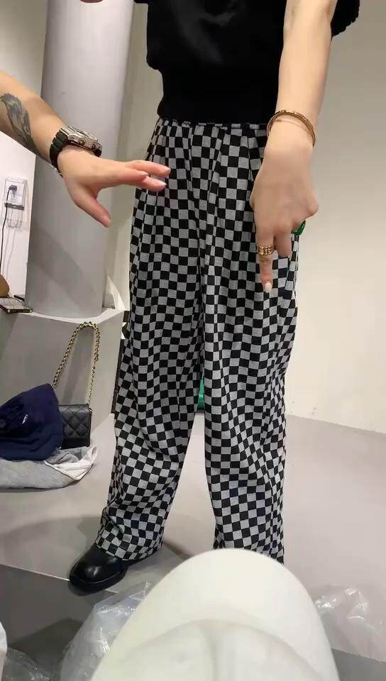 欧货格子阔腿裤，其它，浪漫E点