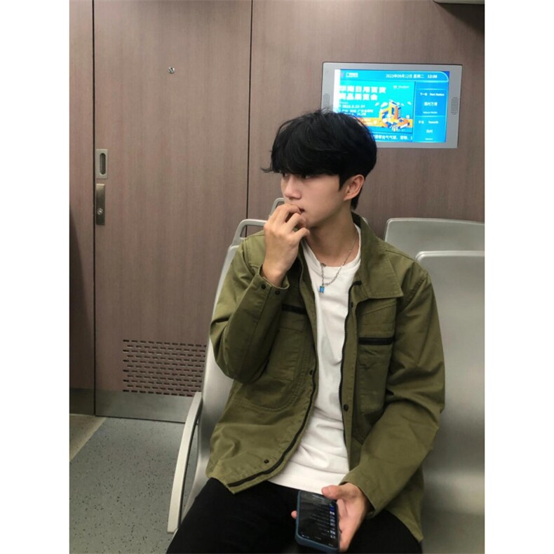 【有货】军绿色工装外套男款高级感痞帅夹克HY195LL-特P65,男装夹克,星座1007（原301D）