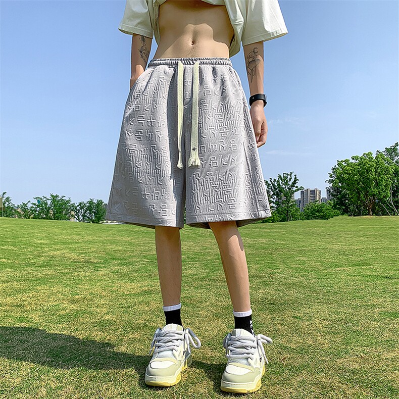 提花休闲运动短裤男生宽松潮流百搭夏学生五分裤XZ514-2-1532-P38,男装牛仔裤,星座514-2(原B239)