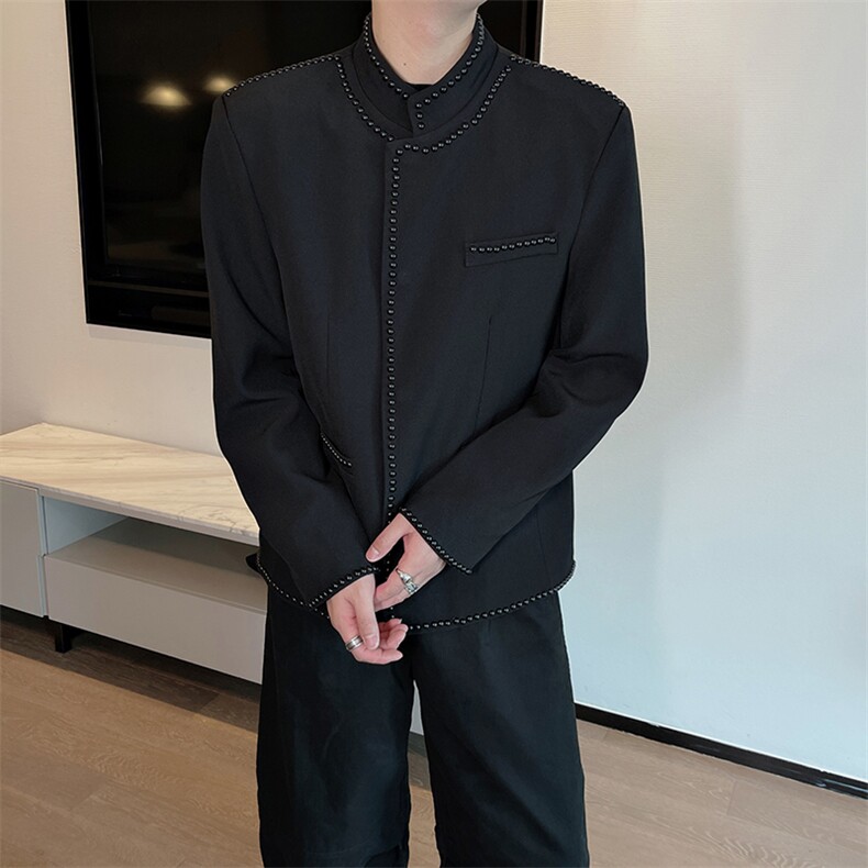 王嘉尔同款重工立领铆钉小香风夹克设计痞帅西服外套男JK2336P150,男装夹克,电商B267
