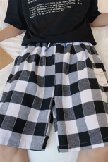 夏装现货宽松直筒原宿韩版ins格子潮bf休闲裤子男女K705-P35，男装休闲裤，电商A059