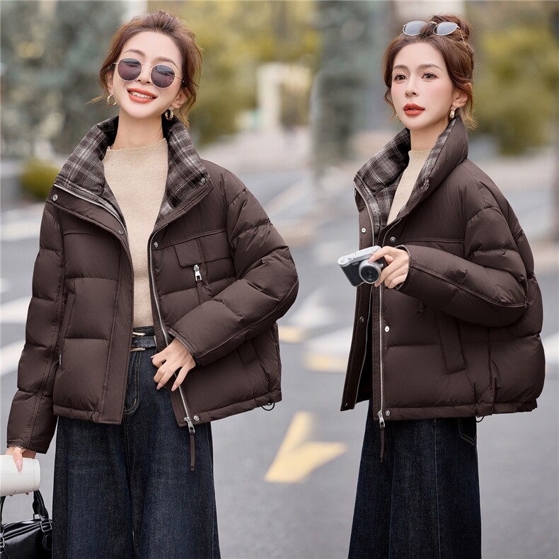 时尚立领加厚保暖白鸭绒羽绒服2025冬季新款,女装羽绒服,余墨
