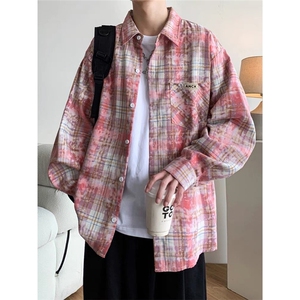 美式复古做旧扎染长袖衬衫男女春秋款情侣衬衣外套CS336-P45图片