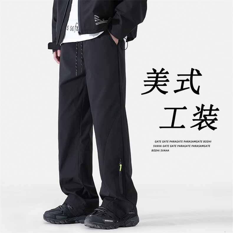 美式男款秋冬季加绒直筒宽松休闲冲锋裤A068-FKSK160-TP55加绒65图片