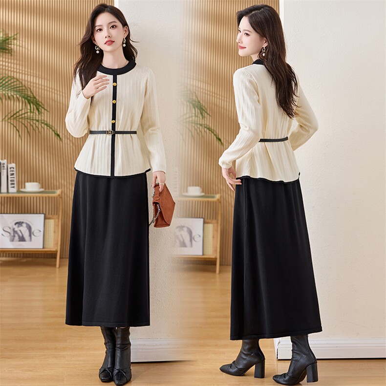 2025年秋季新款套装小香风套装毛衣两件套甜美休闲性价比高8508，女装套装/套裙，欣贝拉