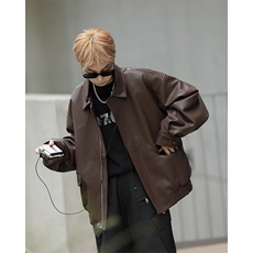 机车服皮衣外套男秋季新款美式复古夹克宽松长袖上衣W7779-P68，男装夹克，星座512-4