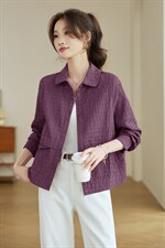 2026年春季翻领短款扣子休闲宽松微胖显瘦外套，女装短外套，文熹诺