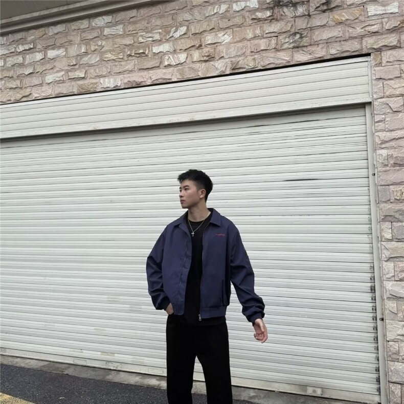 春秋季复古高街印花飞行员夹克棒球服男女宽松机能风情侣休闲外套,男装夹克,星座506A