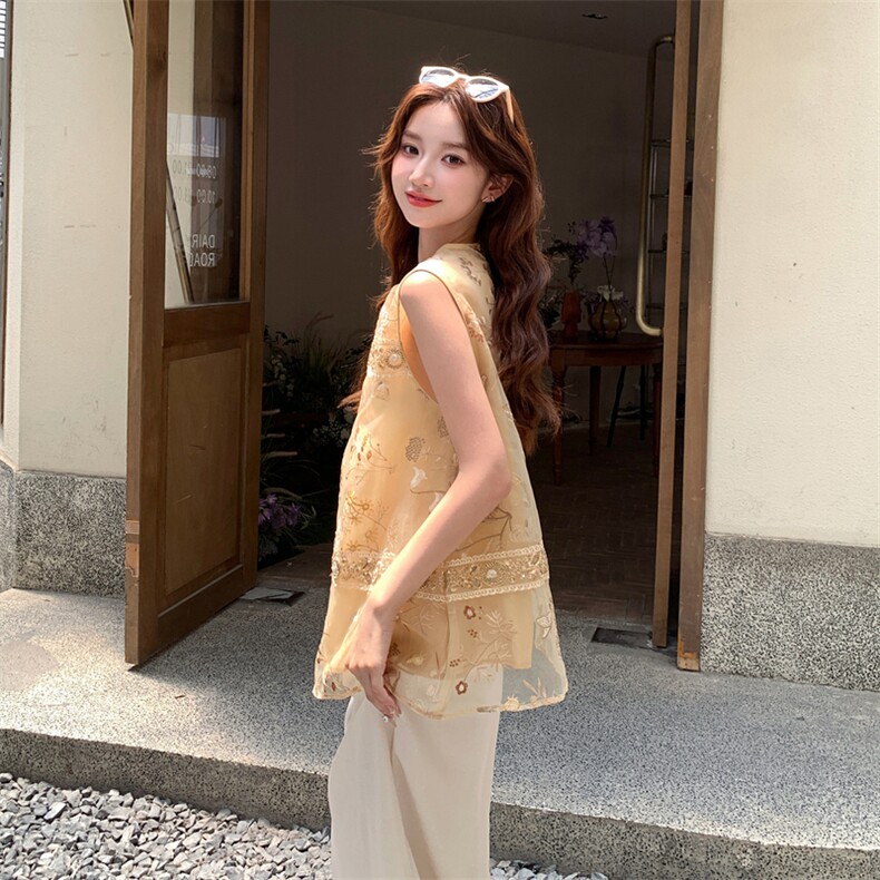 气质高级感新中式复古碎花背心套装女夏季2025新款半身裙两件套,女装套装/套裙,浙宝208A