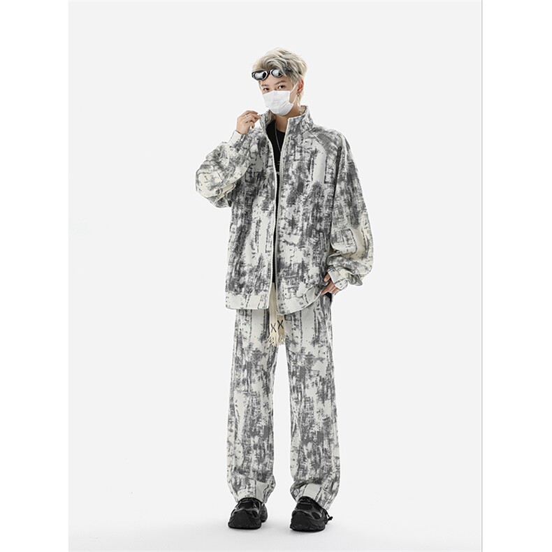 8XL-M超大码加绒加厚保暖扎染休闲套装98控118,男装休闲套装,电商D206-1