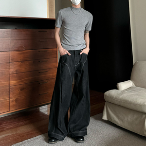 DM Tenacious cleanfit原牛解构线性内褶分割直筒拖地牛仔裤男图片