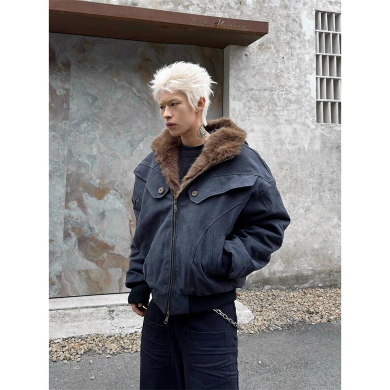 网图美潮大毛领纯棉座山雕boxy棉服外套W1930/特P120,男装棉衣,电商B350
