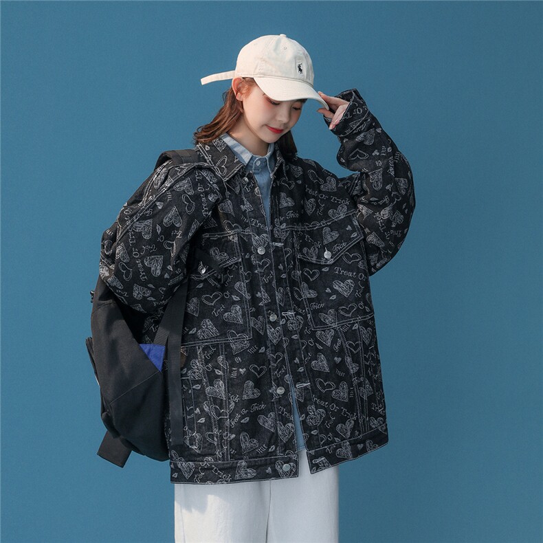 新款爱心刺绣水洗宽松潮流牛仔夹克2011/P90,男装夹克,星座202-3