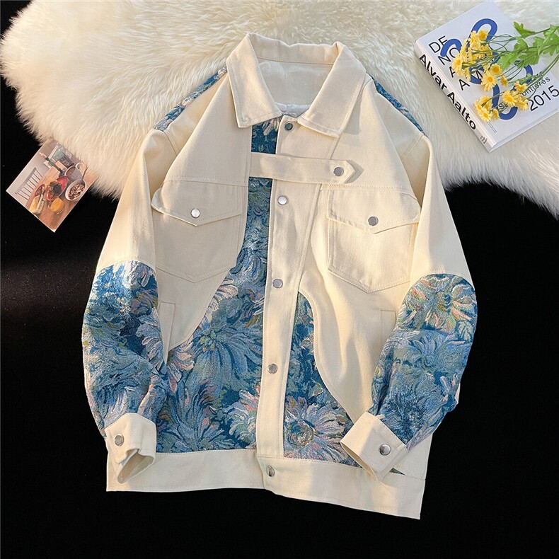 港风平铺风外套女刺绣夹克男大码潮外套男JK7806P95控138，男装夹克，星座227-7