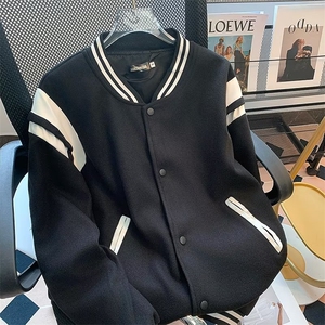 黑色棒球服外套2025年新款春秋美式百搭休闲短款夹克上衣WT502图片