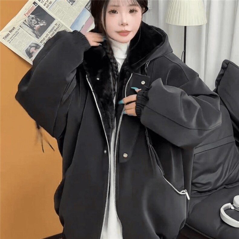 现货高品质美式高街重磅座山雕连帽pu皮棉衣男女加厚毛毛绒冬外套,男装皮衣,电商A443
