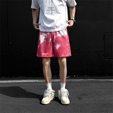 夏季新款潮牌扎染裤子潮流百搭沙滩裤阔腿休闲五分短裤K8717-P27，男装牛仔裤，电商B306