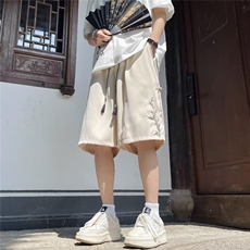 免烫刺绣阔腿短裤男女夏季宽松五分裤风DK9049，男装牛仔裤，星座1116A-1（原606A）