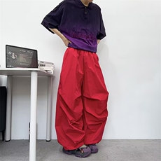 藏蓝色速干工装裤女夏季美式高街运动阔腿休闲嘻哈爵士舞弯刀裤子，男装工装外套，星座506A