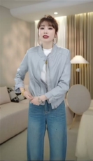 立领短款皮衣百搭时尚简约，女装短外套，湘姗