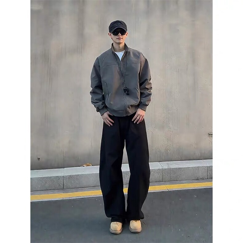 美式飞行员夹克外套男秋季cleanfit立领棒球服一整套ootd穿搭套装,男装夹克,星座1213