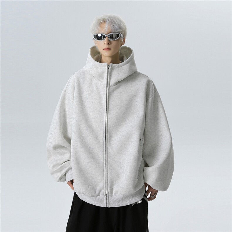 运动套装男款秋冬加厚BOXY短款开衫卫衣炼重磅卫衣JK708-P78图片