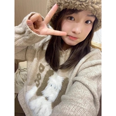 MM121-P652025秋冬可爱减龄小狗ins风宽松圆领套头针织情侣毛衣，女装针织衫/毛衣，星座617A-2